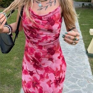 Floral Pink Sleeveless Dress